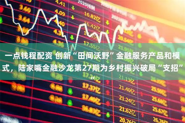 一点钱程配资 创新“田间沃野”金融服务产品和模式，陆家嘴金融沙龙第27期为乡村振兴破局“支招”